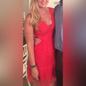 BCBG Maxazria Red/Coral Lace Dress